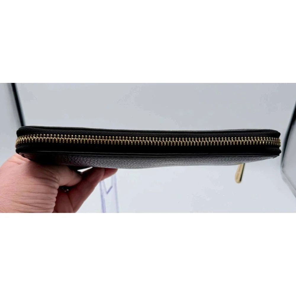Michael Kors Fulton Continental Wallet Dark Brown Pebbled Leather Gold Plaque